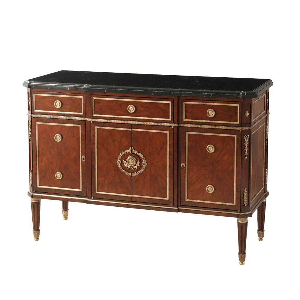 Walnut Veneer And Finely Brass Mounted Side Cabinet