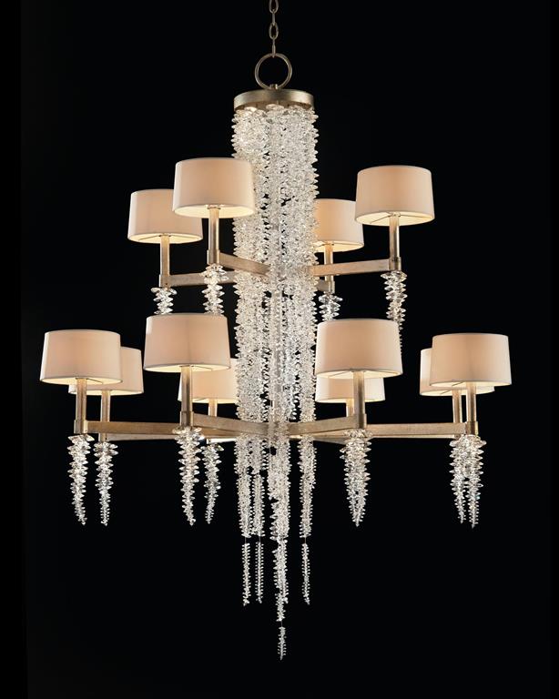 Cascading Crystal Waterfall Twelve-Light Chandelier