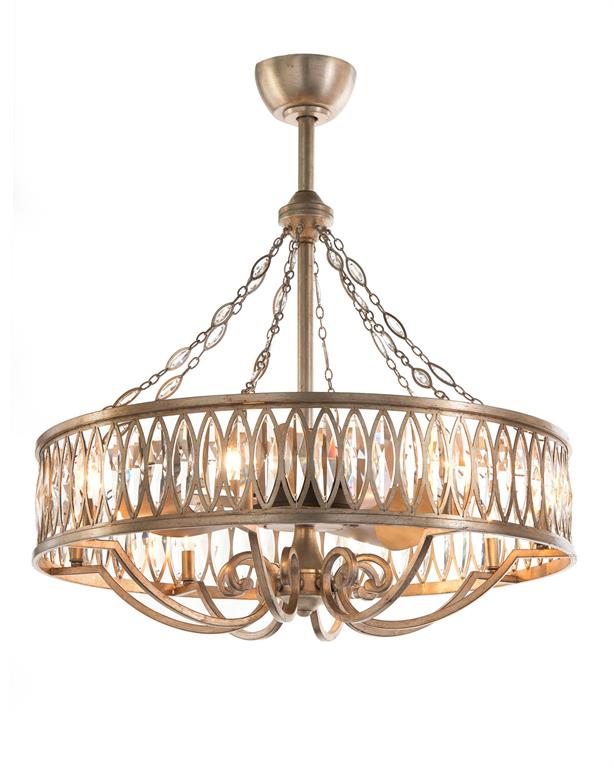 Marquise Crystal Eight-Light Pendant with Fan