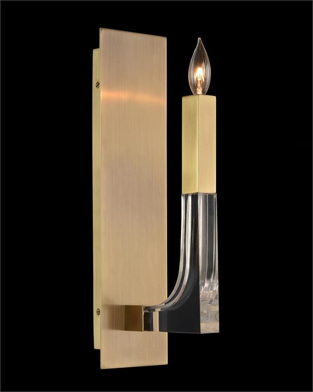 Acrylic and Brass Single-Light Wall Sconce