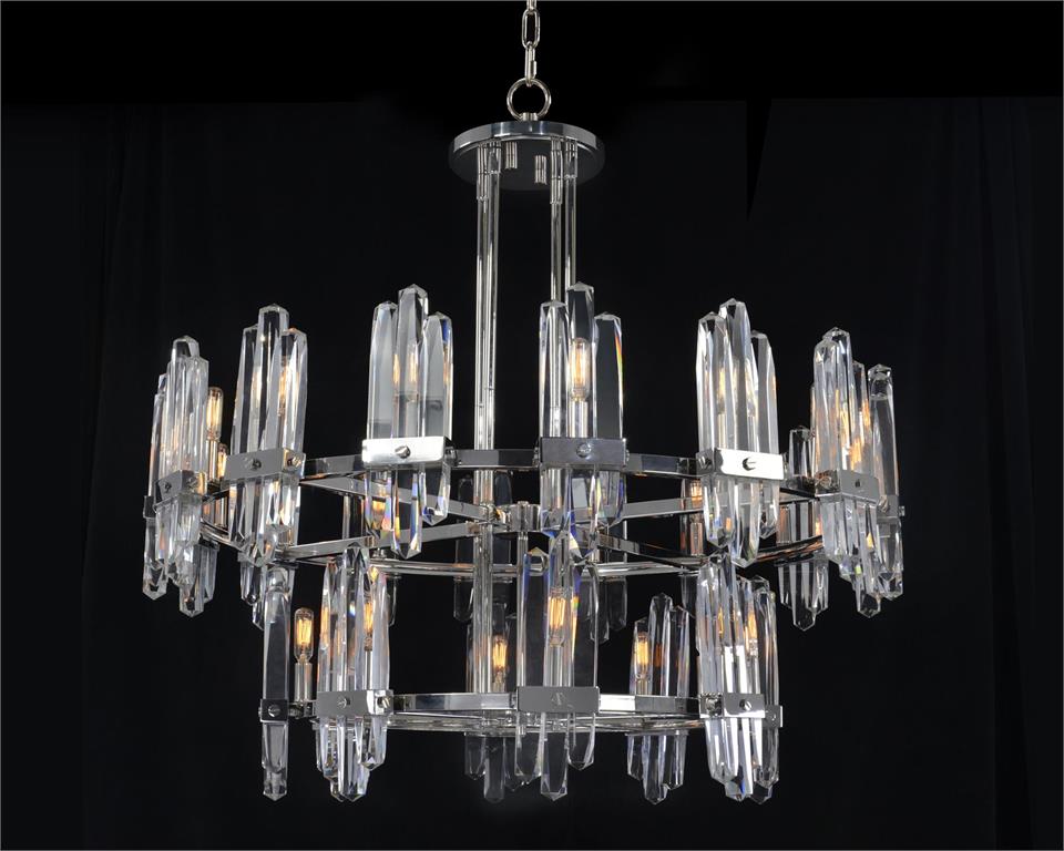 Mid-Deco Twenty-Four-Light Two-Tier Chandelier