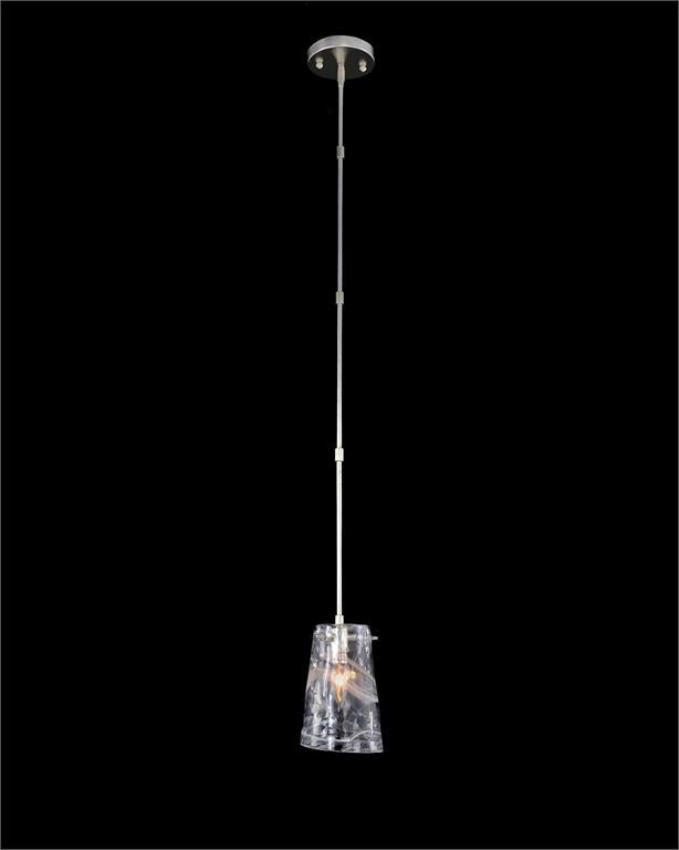 This single droplight in an antique silver finish features a blown glass shade