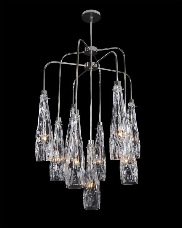 Art Glass Nine-Light Chandelier