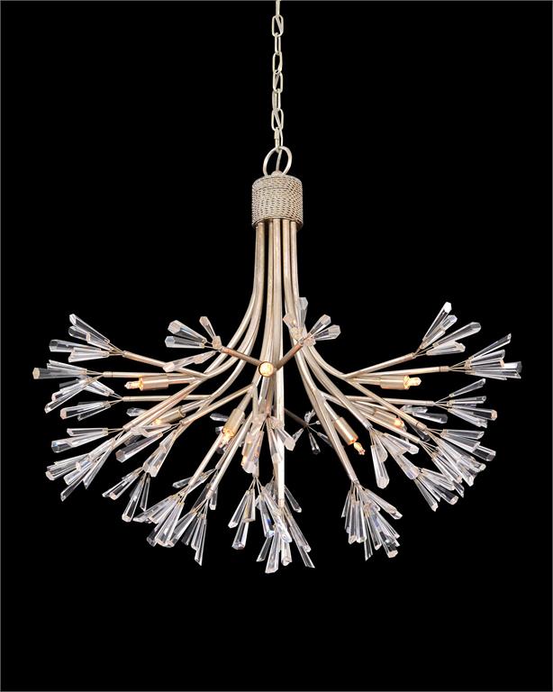 Luna: Crystal Wand Branched Nine-Light Pendant Chandelier