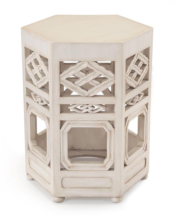 Travers Accent Table in Glazed White Finish