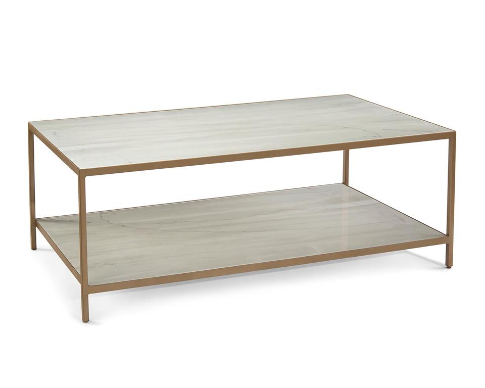 Austin A. James' New Orleans White Gold Coffee Table with Shelf