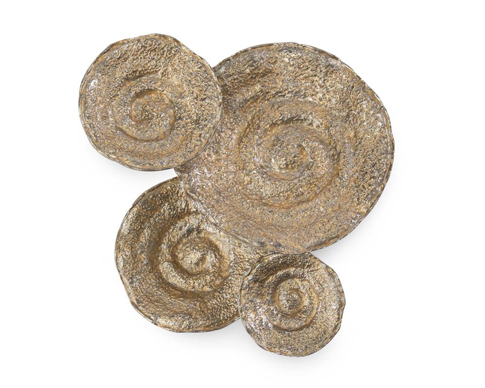 Set of Four Gold and Nickel Escargot Wall Hangings