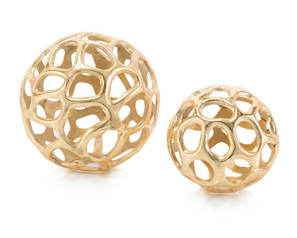 Set of Two Gold Balls with Holes