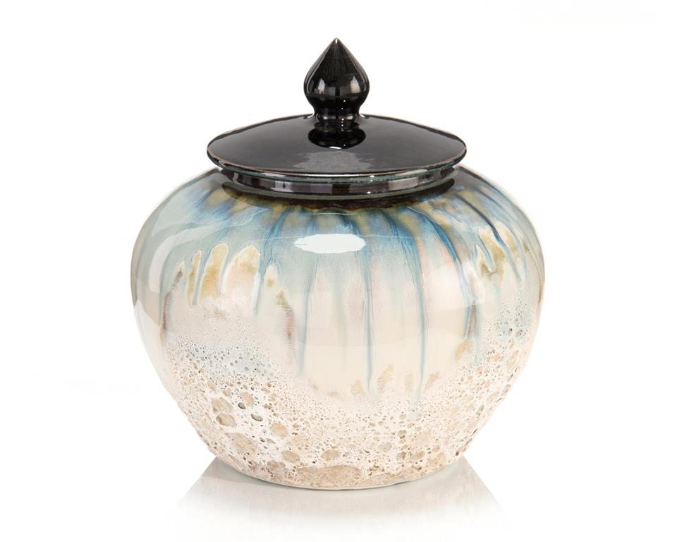 White and Smalt Blue Lidded Jar II