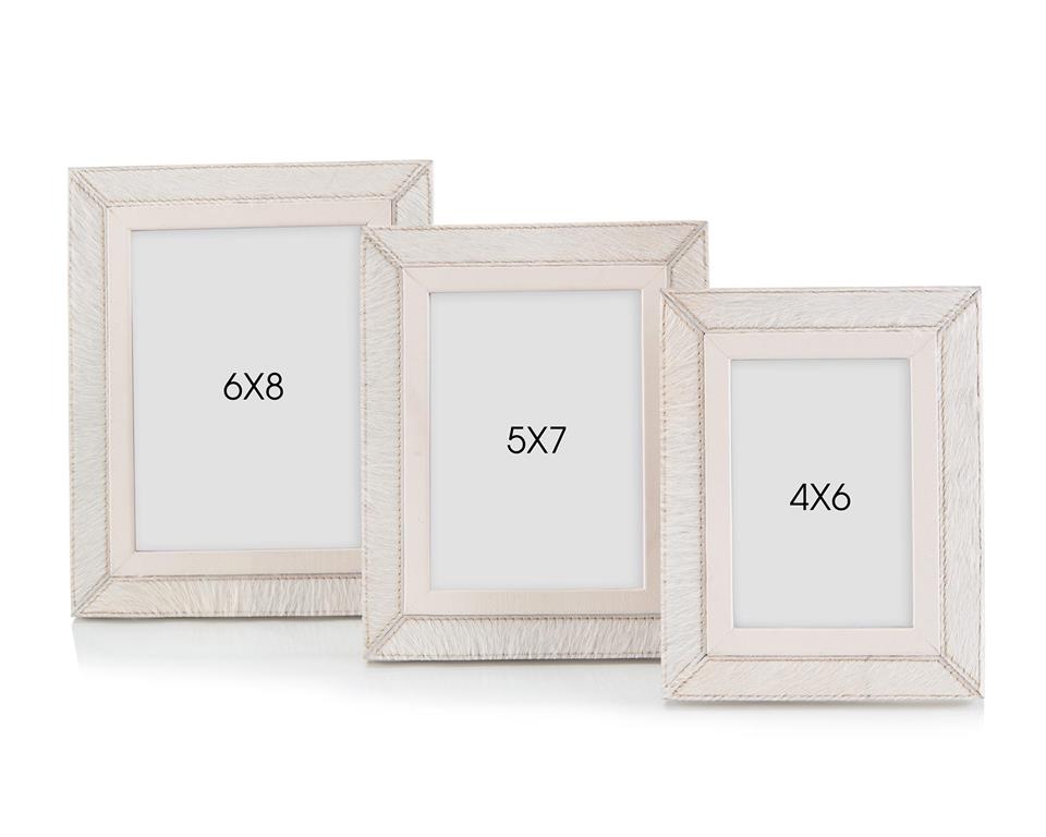 Set of Three Cream Leather Photo Frames