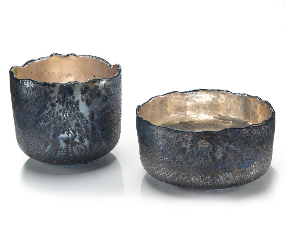 Set of Two Blue Open Bowls