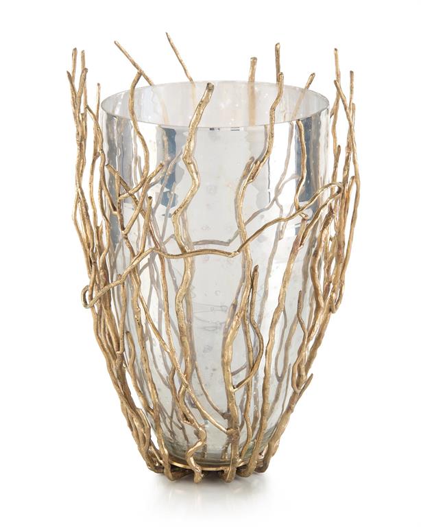 Sapling-Encased Silvered Glass Vase