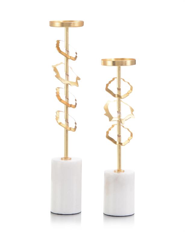 Set of Two Floating Acrylic Discs Candlesticks