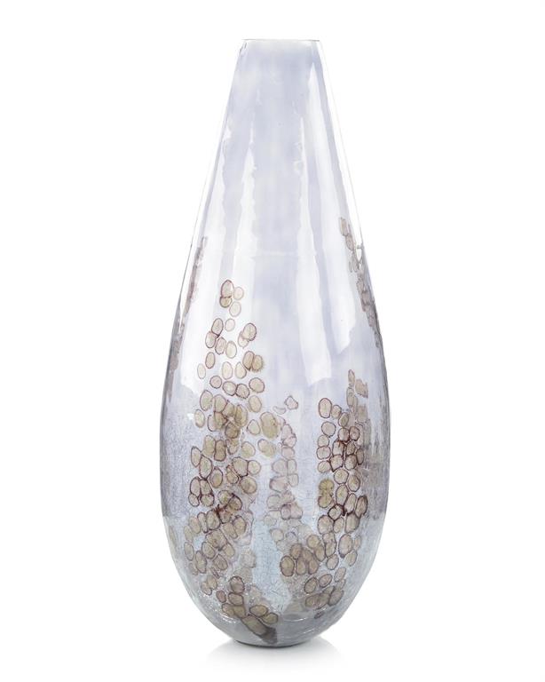 Sky-Gray Crackled Glass Tall Vase