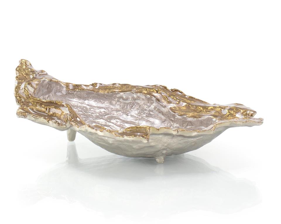 Single Oyster Bowl in Gold and Silver Enamel