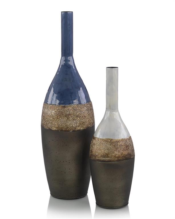 Set of Two Stormy Nights Metal Vases