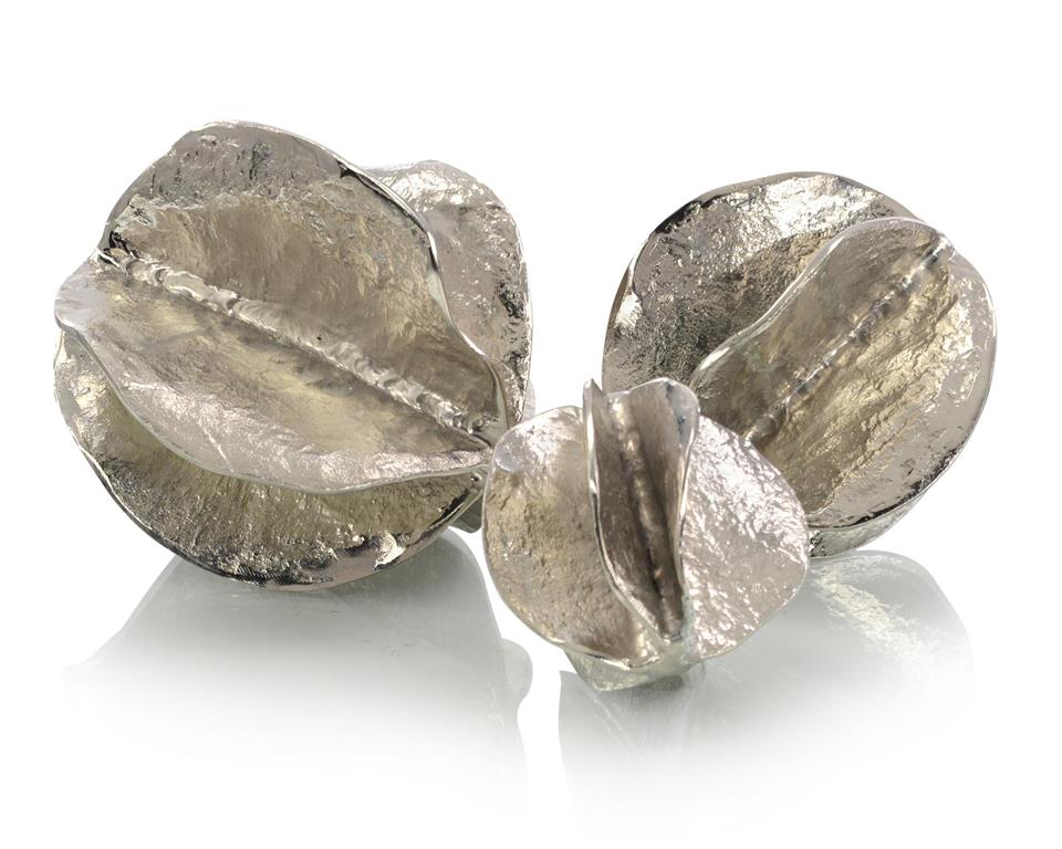 Set of Three Nickel Spheres of Flowing Waves