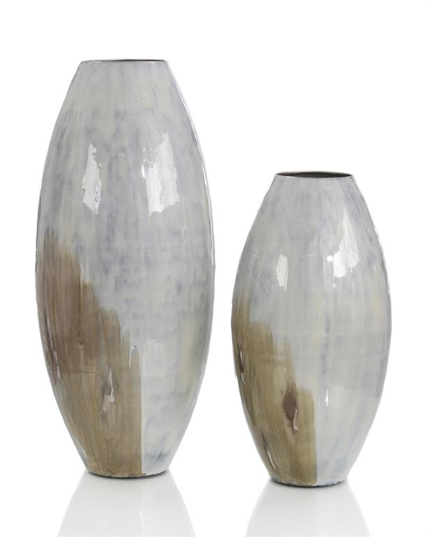 Set of Two Enameled Vases in Shades of the Earth