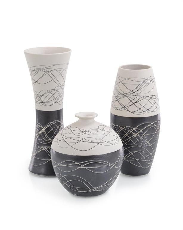 Set of Three Night-and-Day Porcelain Vases