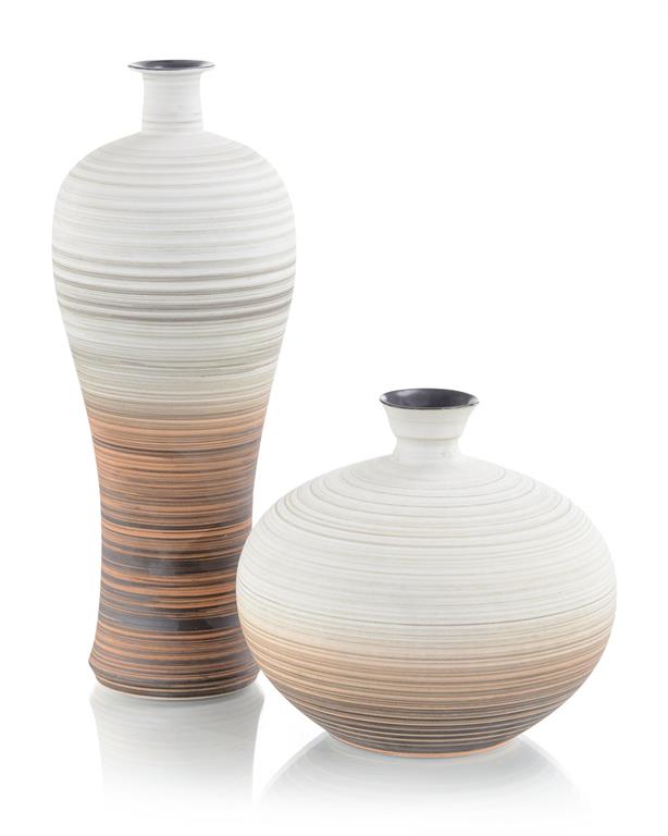 Set of Two Hand-Painted Porcelain Vases