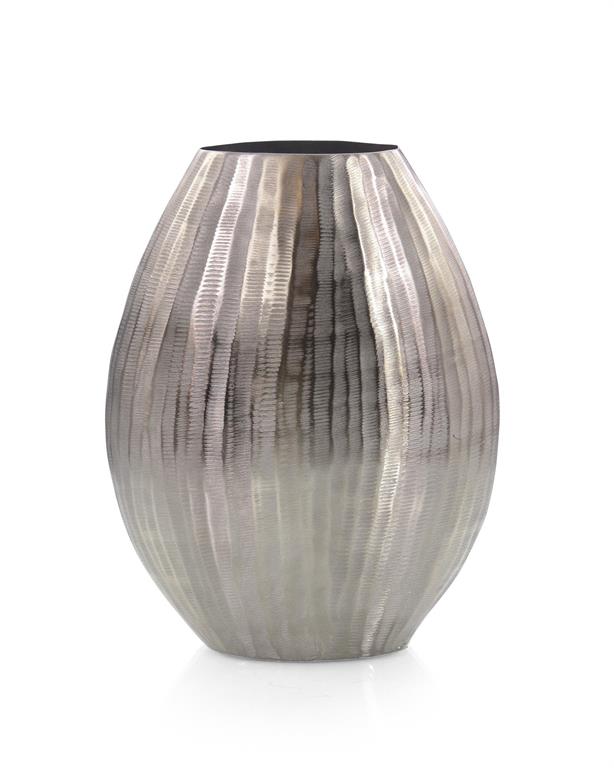 Smoky Black Chiseled Oval Vase I