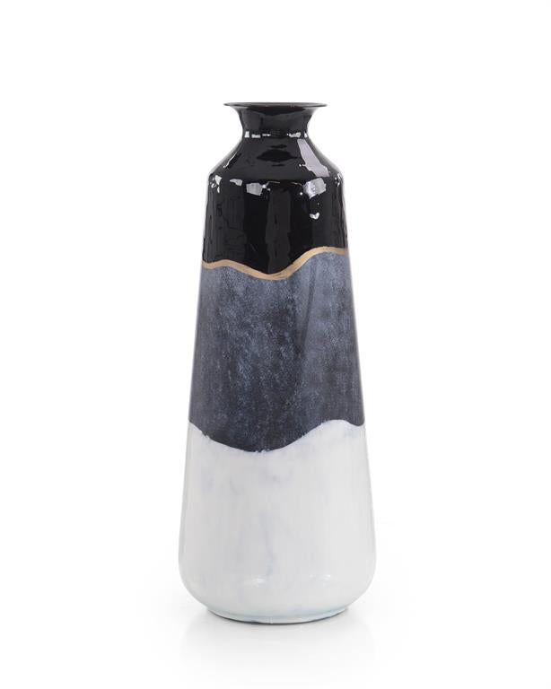 Abstract Black-and-White Iron Tall Vase I