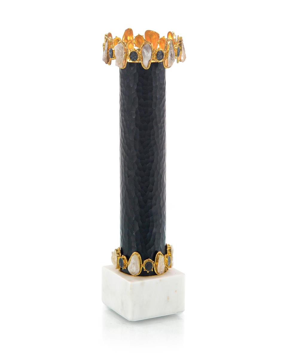 Black, Gold, and White Accessorized Candleholder