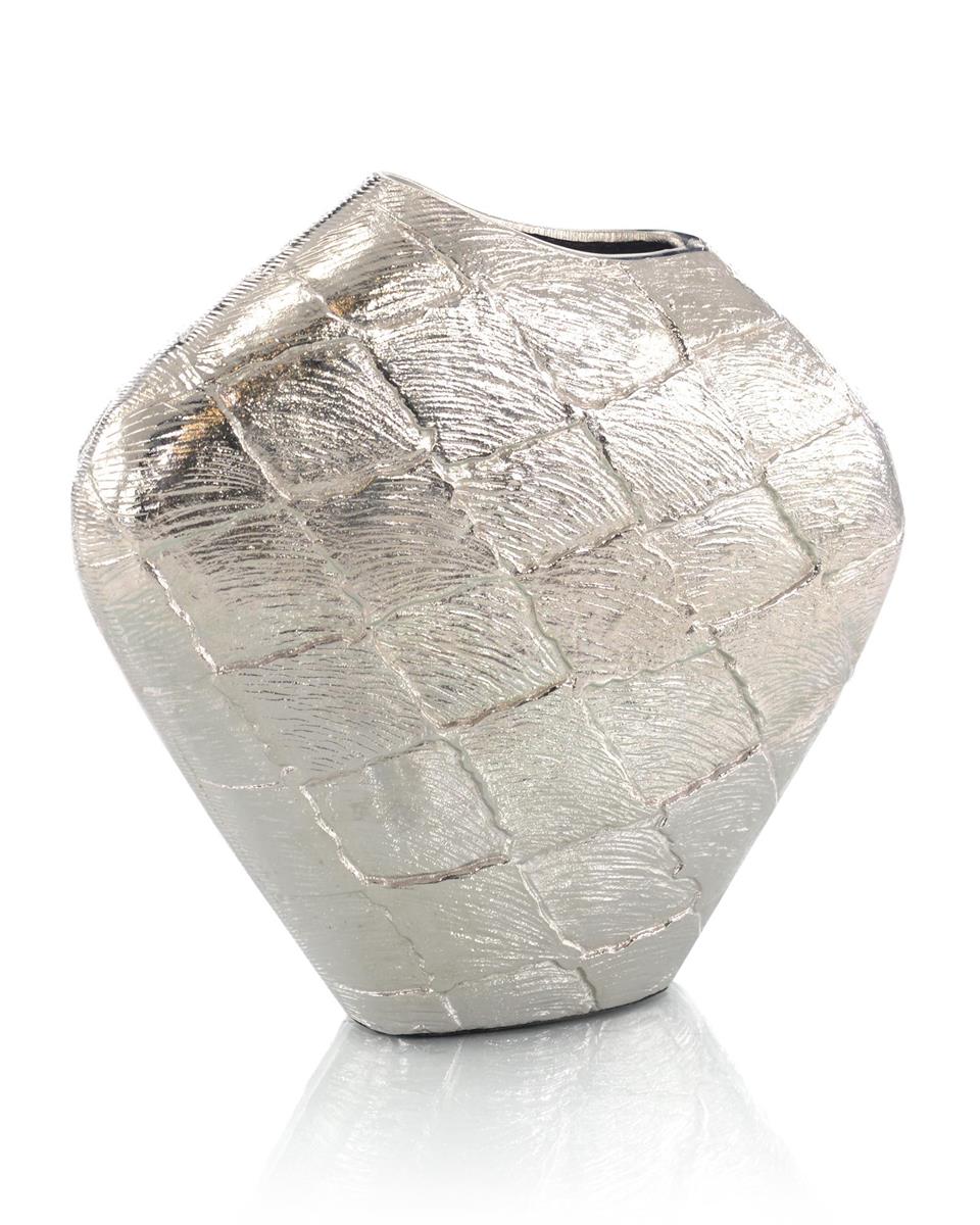 Geometric Etched Aluminum Nickel Vase