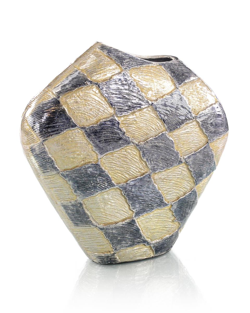 Geometric Etched Aluminum Vase