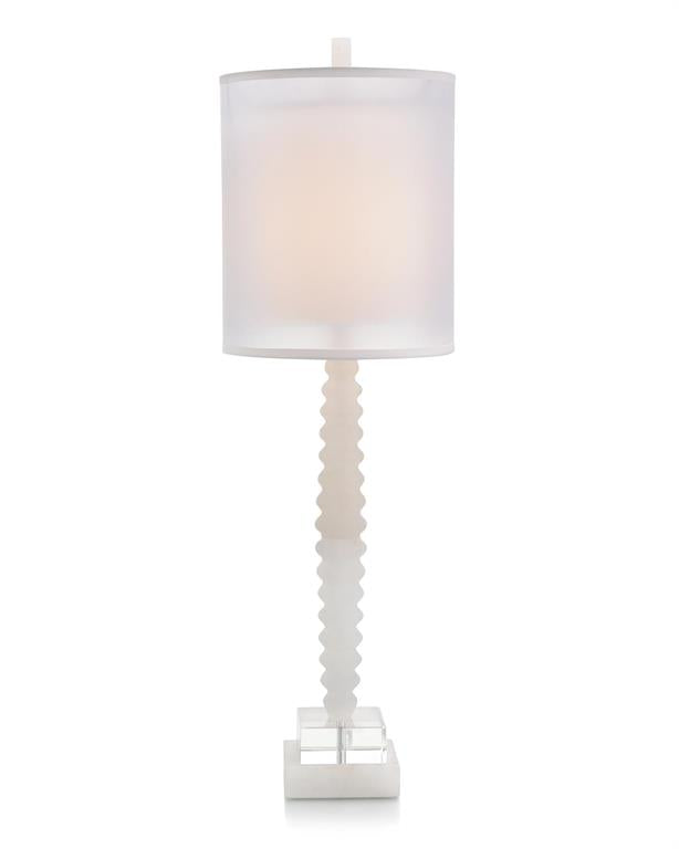 Rippled Alabaster and Crystal Table Lamp