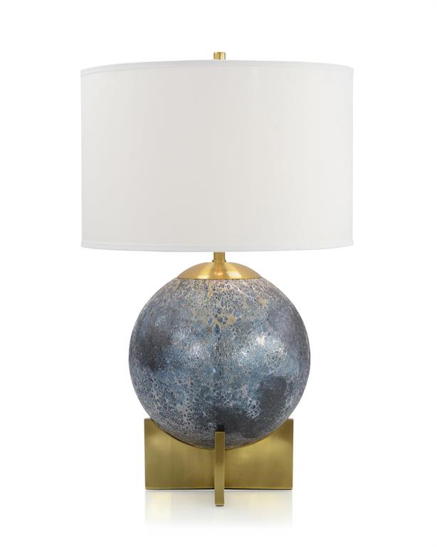 Slate Glass Sphere Table Lamp with Finished Brass Base