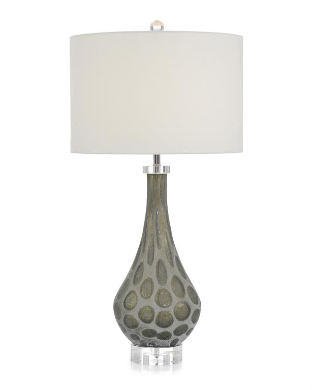 Carved Glass Teardrop Lamp in Grey