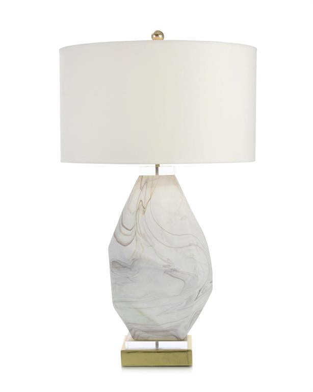 Wisps of Smoke on White Glass Table Lamp