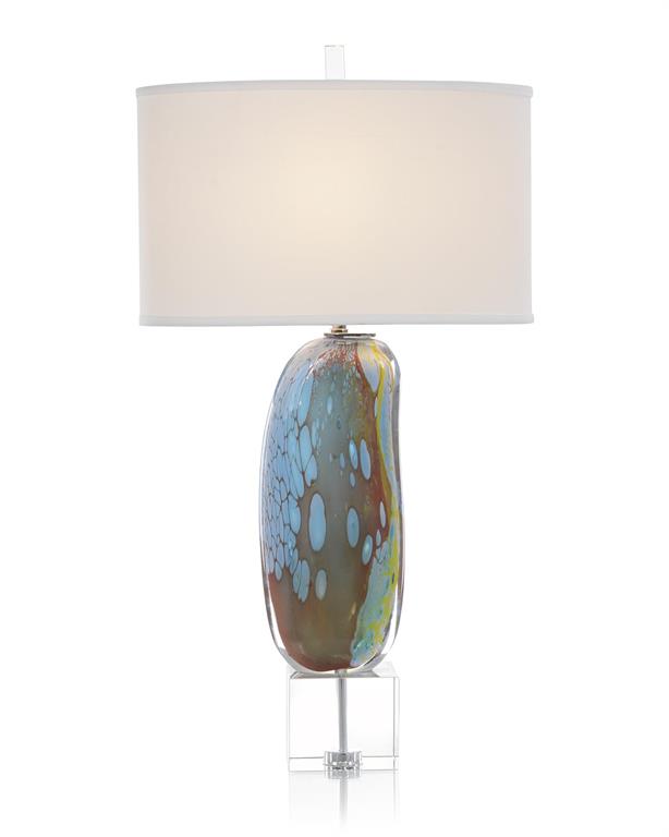 Persimmon and Blue Art Glass Table Lamp