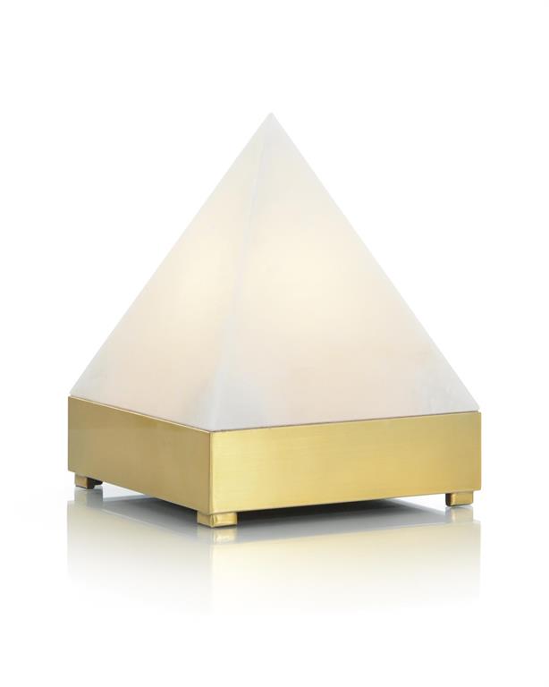 Pyramid in Alabaster and Brass Light