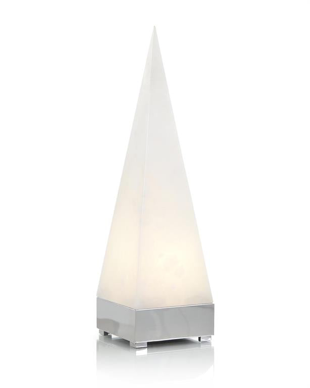 Pyramid in Alabaster and Polished Nickel Light