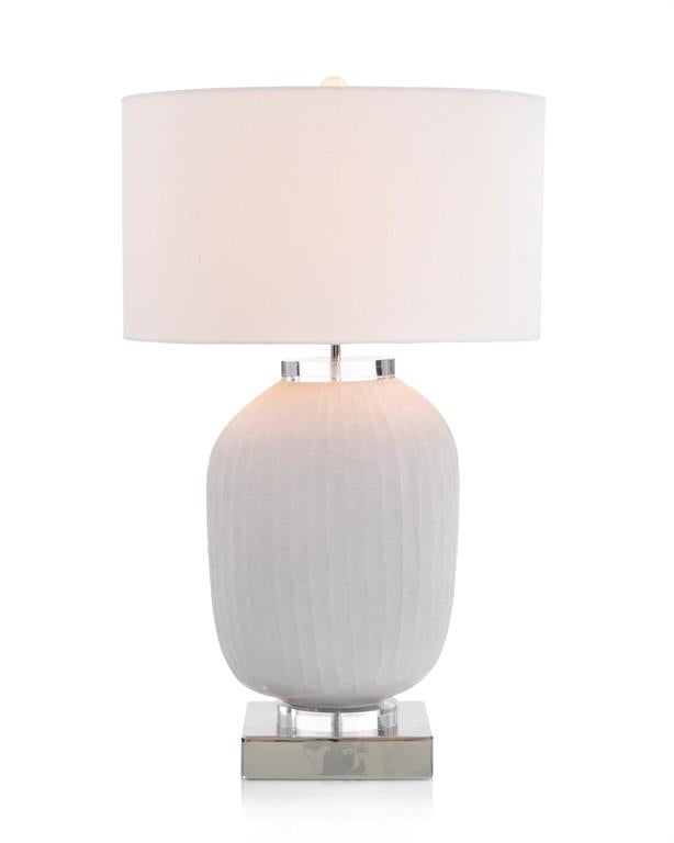 Chiseled White Glass Table Lamp