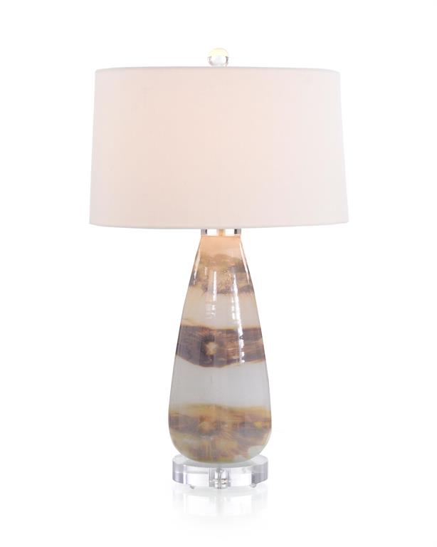 Pearlized Copper and White Slender Glass Table Lamp