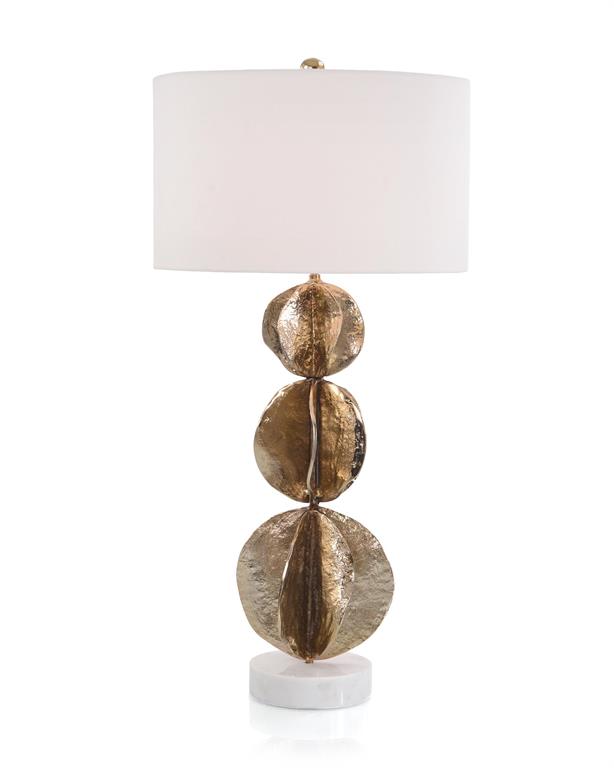 Three Flowing Wave Spheres Brass Table Lamp