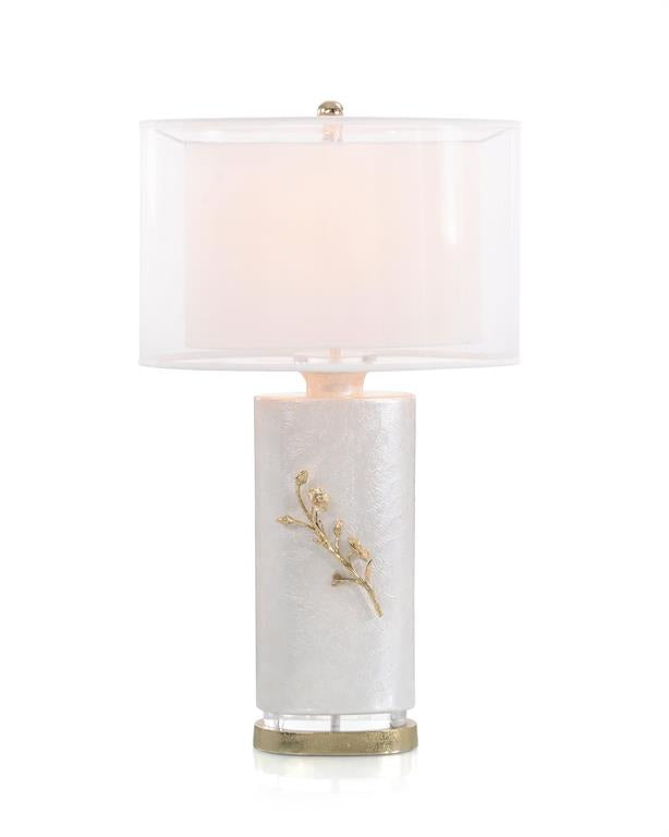 Shimmering White with Cherry Blossom Table Lamp