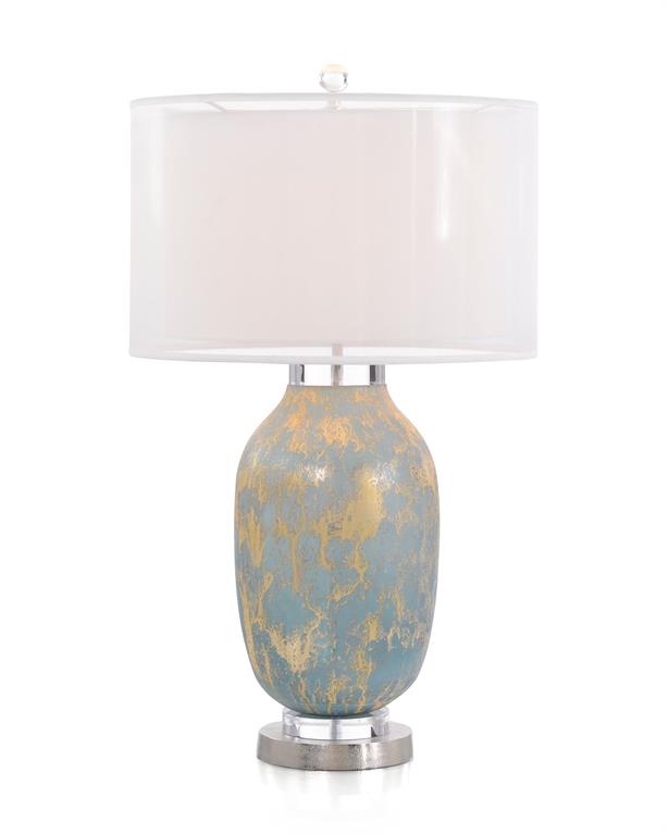 Robin's-Egg Blue Speckled Glass Table Lamp