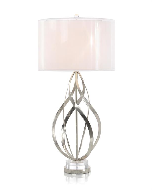 Swirls of Nickel Ribbons Table Lamp