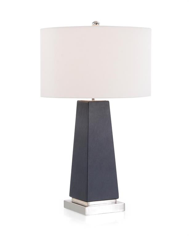 Navy Leather Table Lamp