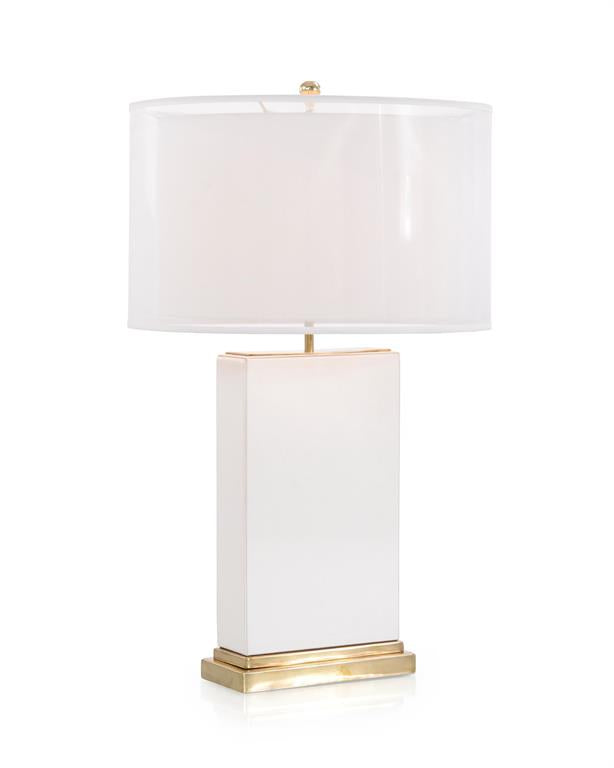 White Leather Table Lamp