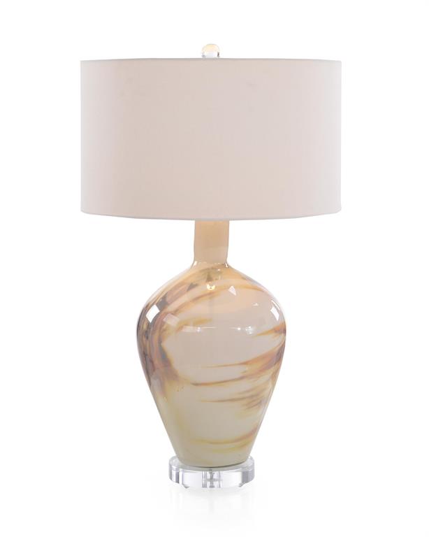 Pearlized Copper and White Glass Table Lamp