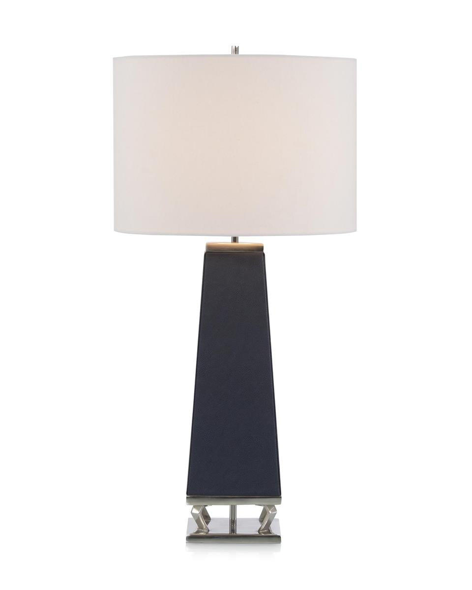 Navy Leather and Brushed Nickel Table Lamp