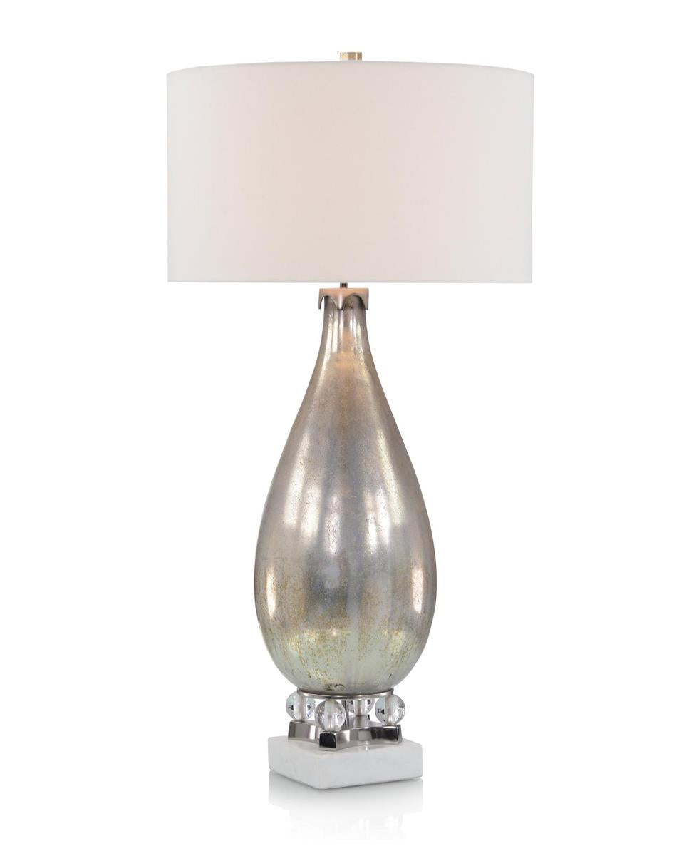 Iridescent Champagne and Silver Glass Table Lamp