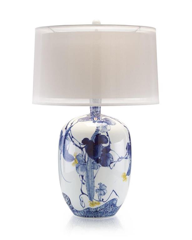 Blue Asian Gardens Table Lamp