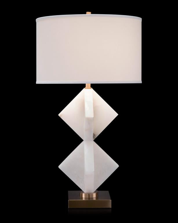 Triangular Stacked Alabaster Table Lamp