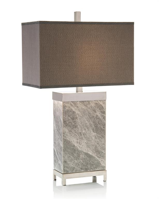 Gray Marble and Polished Nickel Table Lamp